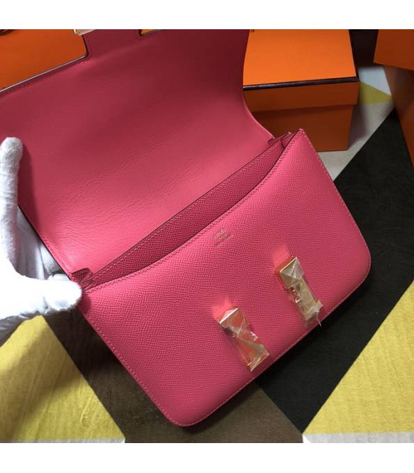 Hermes Constance 18cm Mini Bag Lipstick Pink Original Palm Veins Leather Golden Metal