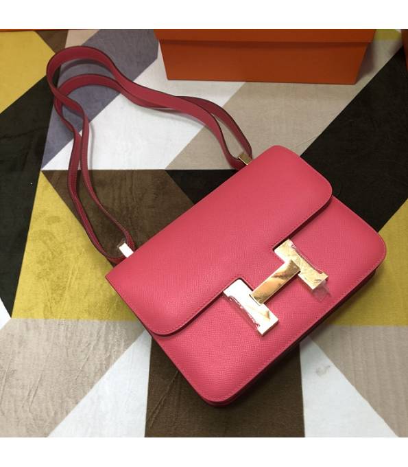 Hermes Constance 18cm Mini Bag Lipstick Pink Original Palm Veins Leather Golden Metal