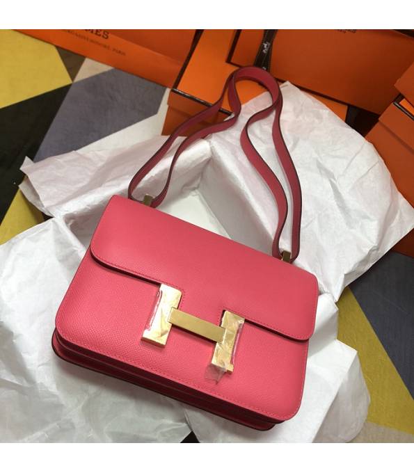 Hermes Constance 18cm Mini Bag Lipstick Pink Original Palm Veins Leather Golden Metal