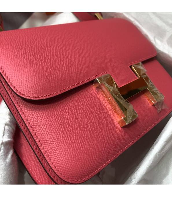 Hermes Constance 18cm Mini Bag Lipstick Pink Original Palm Veins Leather Golden Metal