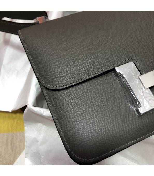 Hermes Constance 18cm Mini Bag Etain Grey Original Palm Veins Leather Silver Metal
