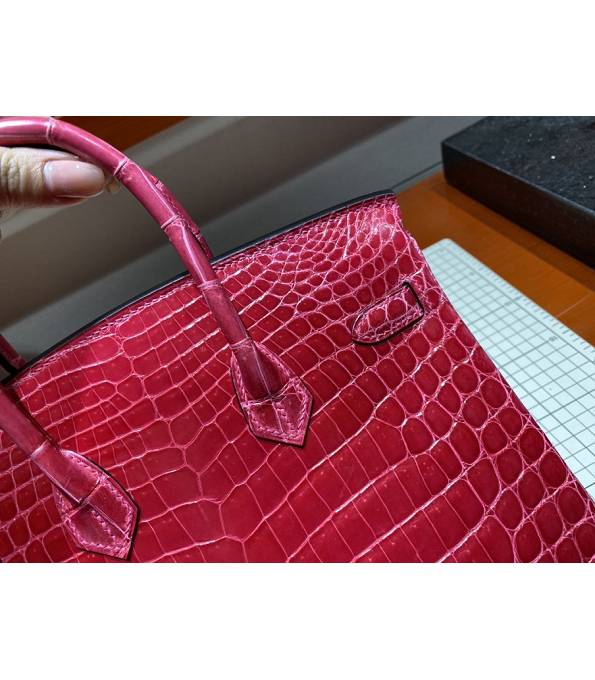 Hermes Birkin 25cm Bag Peach Real Croc Leather Golden Metal