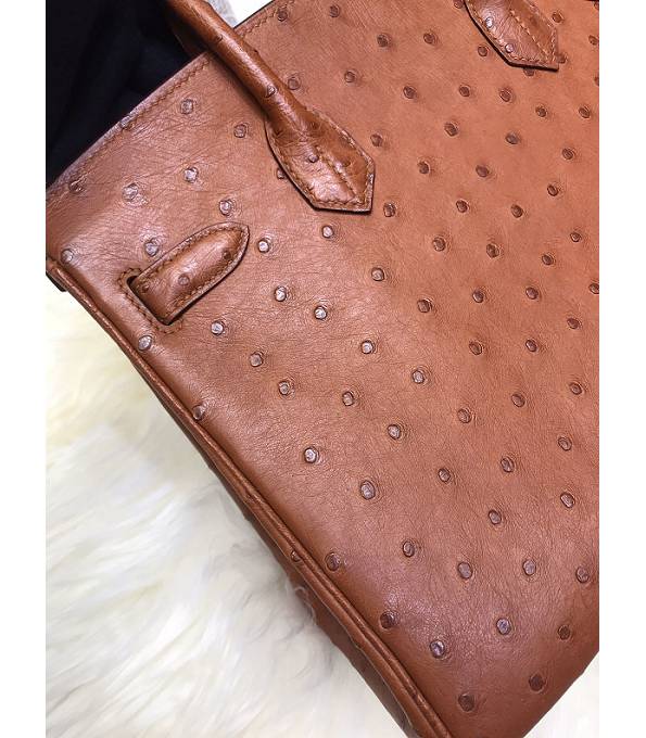 Hermes Birkin 30cm Bag Golden Brown Real Ostrich Leather Golden Metal