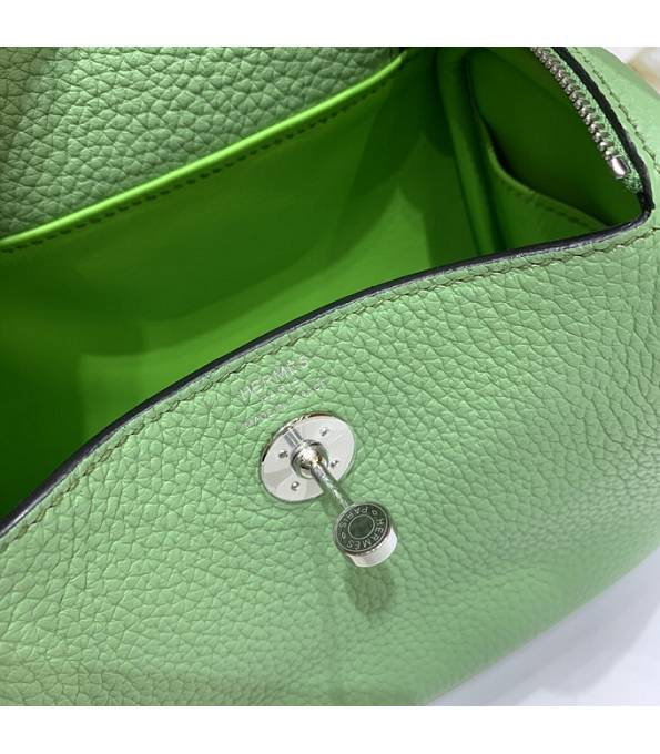 Hermes Mini Lindy 18cm Bag Apple Green Original Togo Calfskin Leather Silver Metal