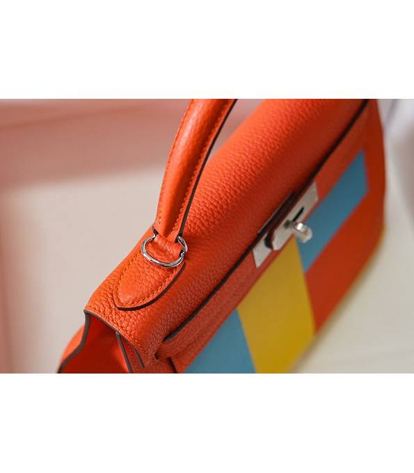 Hermes Kelly 28cm Bag Letter E Orange Original Togo Leather Silver Metal