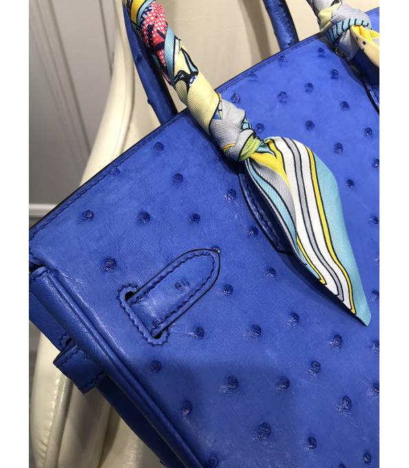 Hermes Birkin 30cm Bag Electric Blue Real Ostrich Leather Golden Metal