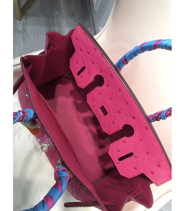 Hermes Birkin 30cm Bag Rose Red Real Ostrich Leather Golden Metal