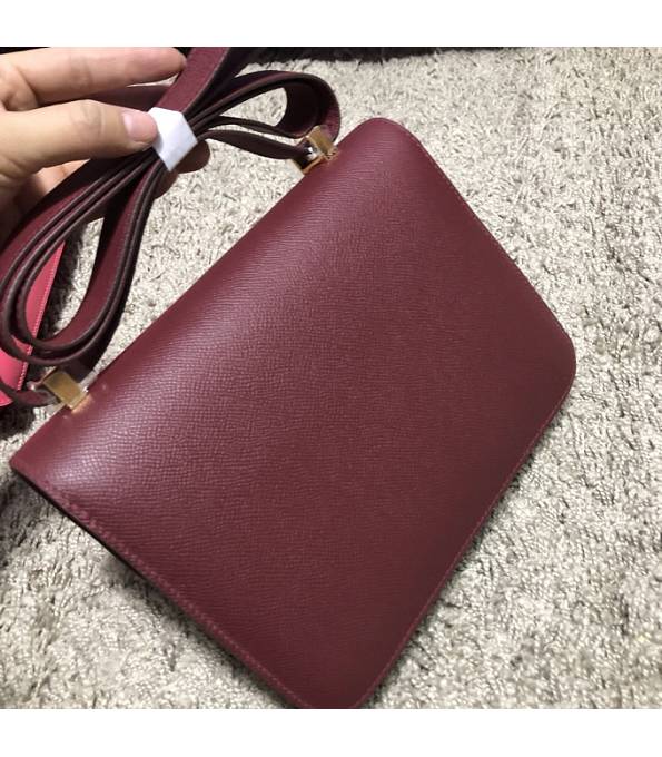 Hermes Constance 24cm Bag Wine Red Original Epsom Leather Golden Metal