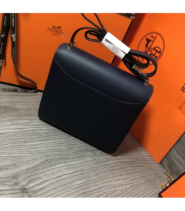 Hermes 2002 20cm Bbag Dark Blue Original Calfskin Leather Golden Metal