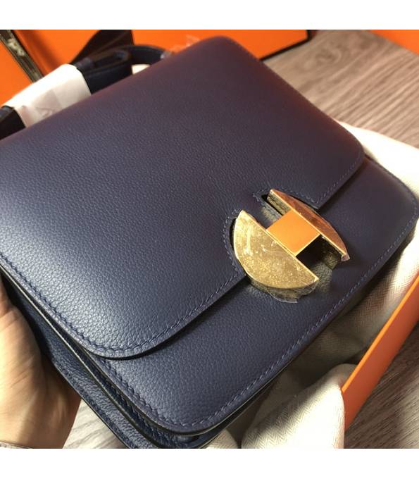 Hermes 2002 20cm Bbag Dark Blue Original Calfskin Leather Golden Metal