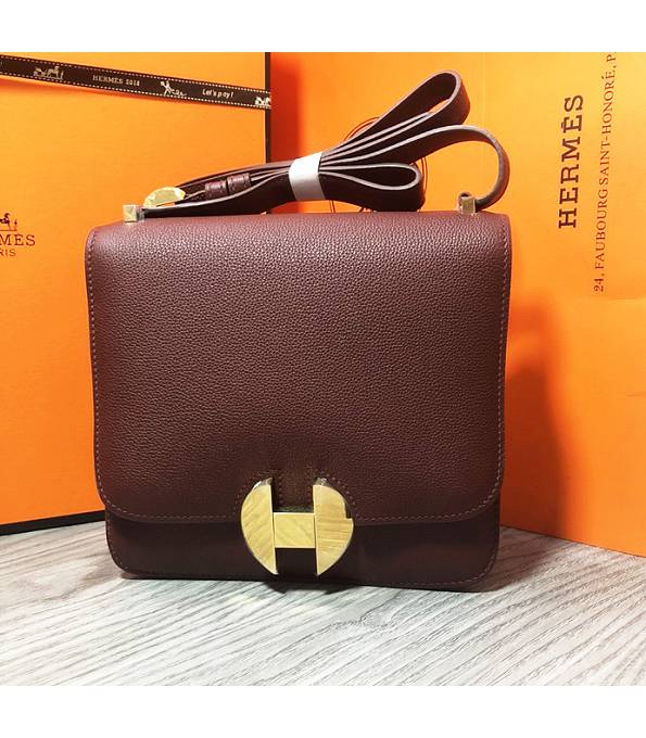 Hermes 2002 20cm Bbag Wine Red Original Calfskin Leather Golden Metal