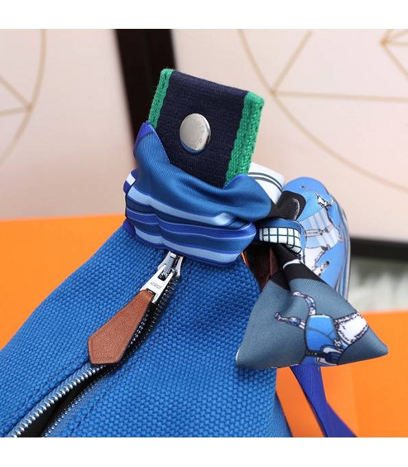 Hermes Trousse Bride Blue Original Canvas 21cm Handle Bag