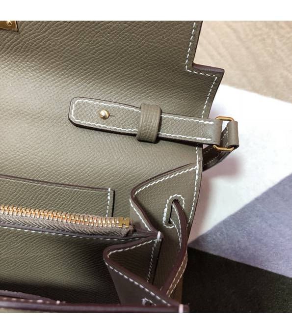 Hermes Kelly Woc Classique Elephant Grey Original Epsom Leather Golden Metal To Go Wallet
