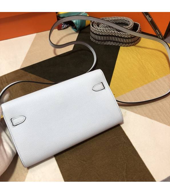 Hermes Kelly Woc Classique White Original Epsom Leather Silver Metal To Go Wallet