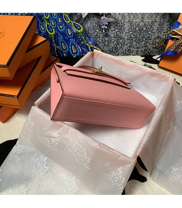 Hermes Kelly Pochette 22cm Bag Pink Original Epsom Palm Leather Golden Metal