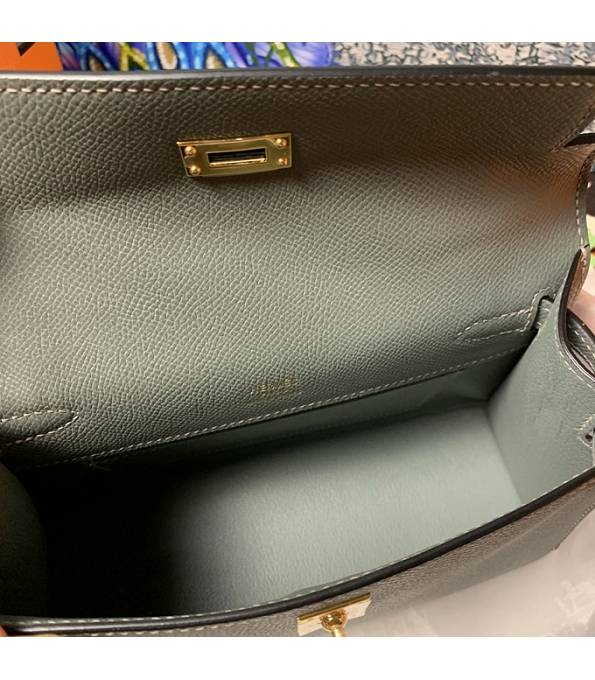 Hermes Kelly Pochette 22cm Bag Almond Green Original Epsom Palm Leather Golden Metal