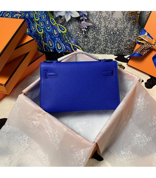 Hermes Kelly Pochette 22cm Bag Electric Blue Original Epsom Palm Leather Golden Metal