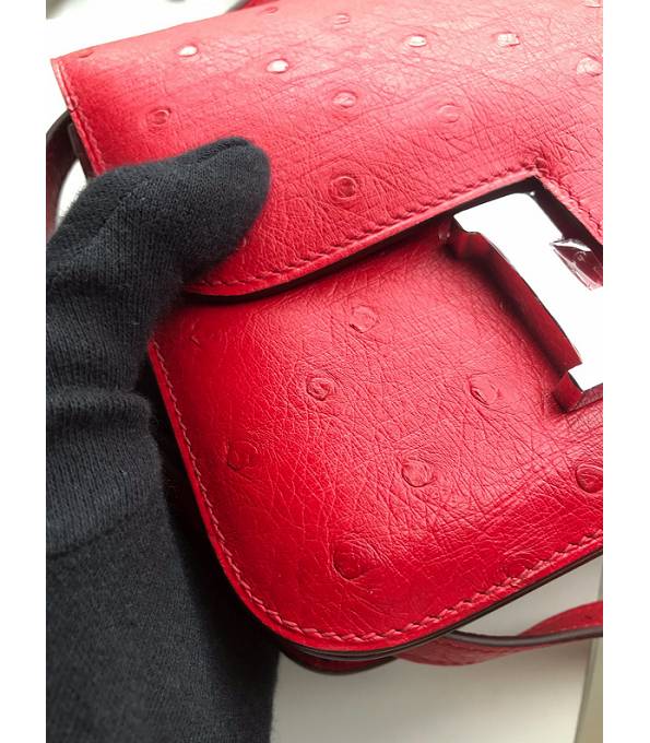 Hermes Constance 18cm Mini Bag Red Real Ostrich Leather Silver Metal