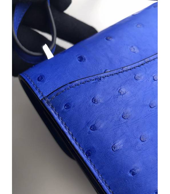 Hermes Constance 18cm Mini Bag Hydra Blue Real Ostrich Leather Golden Metal