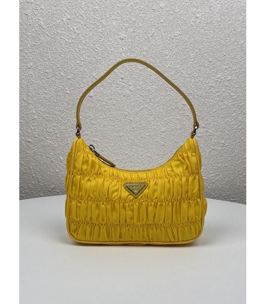 Prada Re-Edition 2000 Yellow Original Nylon Mini Hobo Bag