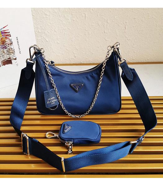 Prada Re-Edition 2005 Dark Blue Original Nylon Mini Hobo Bag