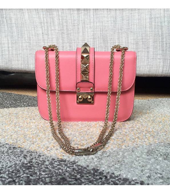 Valentino Rockstud Pink Original Plain Veins Leather 21cm Shoulder Bag
