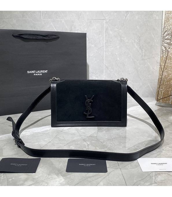 YSL Book Black Original Scrub Calfskin Leather Black Metal Shoulder Bag