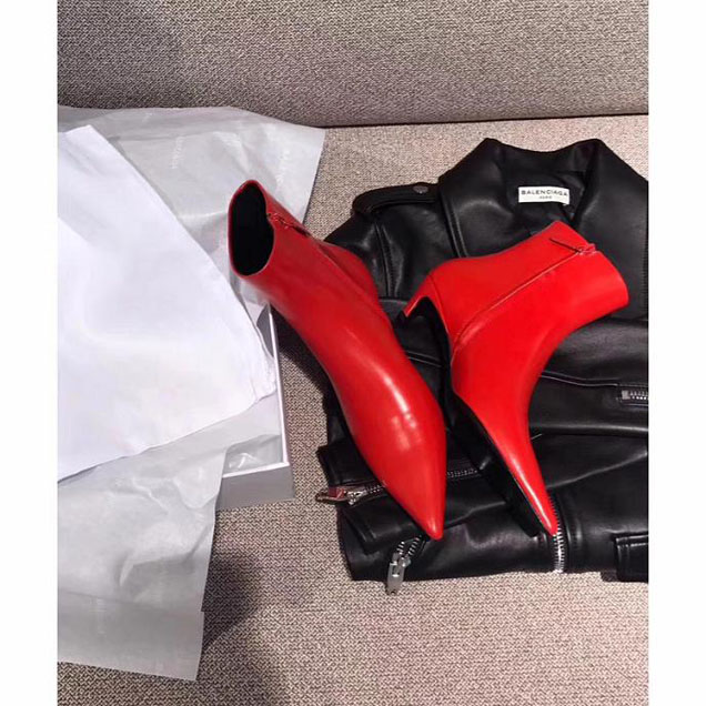Balenciaga Broken Heel Booties Calfskin Leather Fall Winter 2017 Collection Red