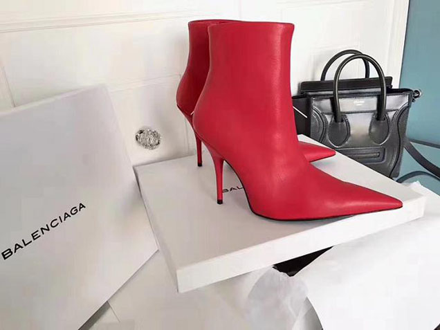 Balenciaga Knife Mid Booties Calfskin Leather Fall Winter 2017 Collection Red
