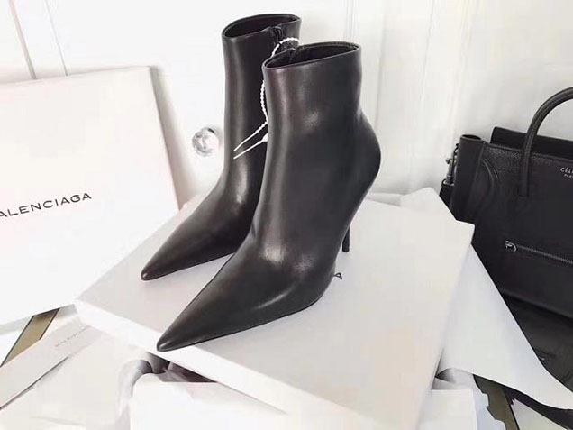 Balenciaga Knife Mid Booties Calfskin Leather Fall Winter 2017 Collection Black