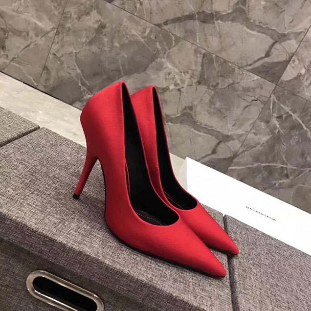 Balenciaga 110 Pointy Toe Spandex Knife Stiletto Pumps Calfskin Leather Fall Winter 2017 Collection Red
