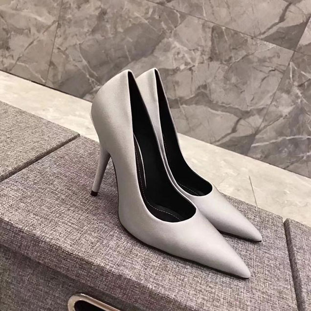 Balenciaga 110 Pointy Toe Spandex Knife Stiletto Pumps Calfskin Leather Fall Winter 2017 Collection Grey