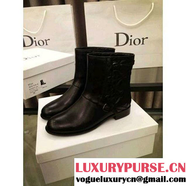 Christian Dior Nwb Womens Leather Cannage Ankle BLACK Boots (GD4005-3015 )