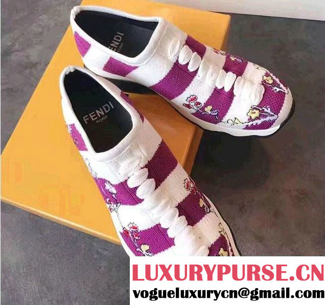 Fendi Embroidery Fabric Sock Sneakers 2017