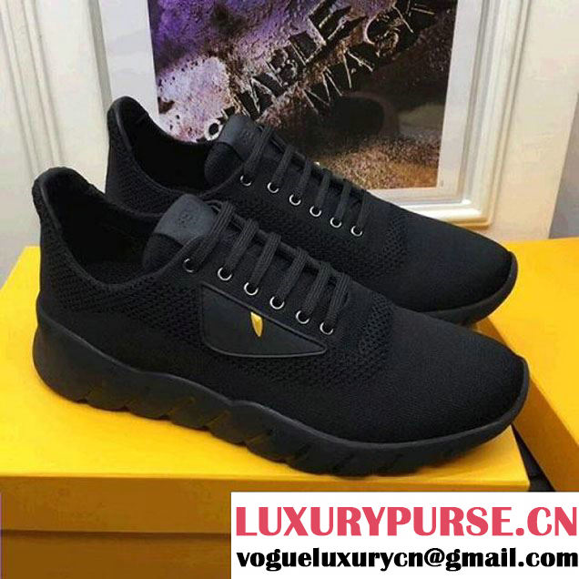 Fendi Running Shoes in Fabric and Leather With Monster Eyes For Men Black 2017 (K2100-7121916 )