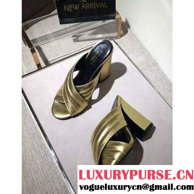 Gucci Leather Crossover Sandal in Gold 2016 (GD4029-6031746 )