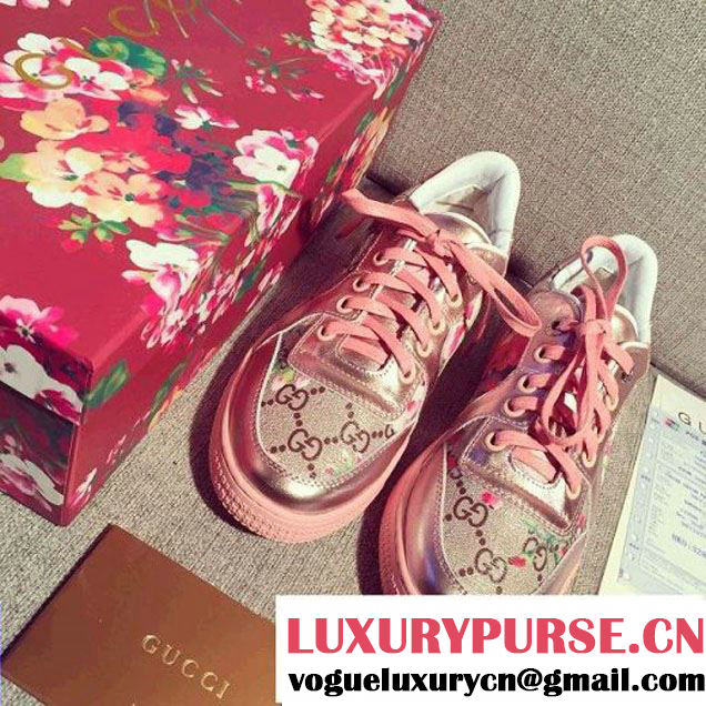 Gucci Blooms Print Low-top Sneakers Metallic Pink 2016 (SZ4029-6040105 )