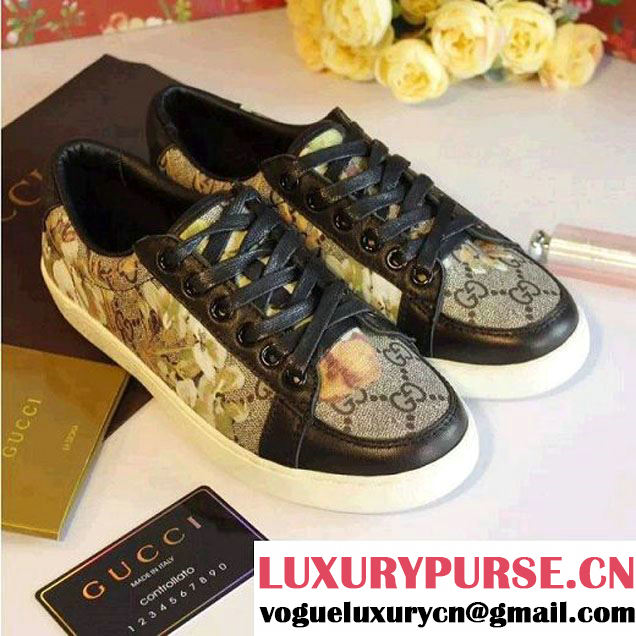 Gucci Green Blooms Print Low-Top Sneakers Black 2016 (SZ4029-6040109 )