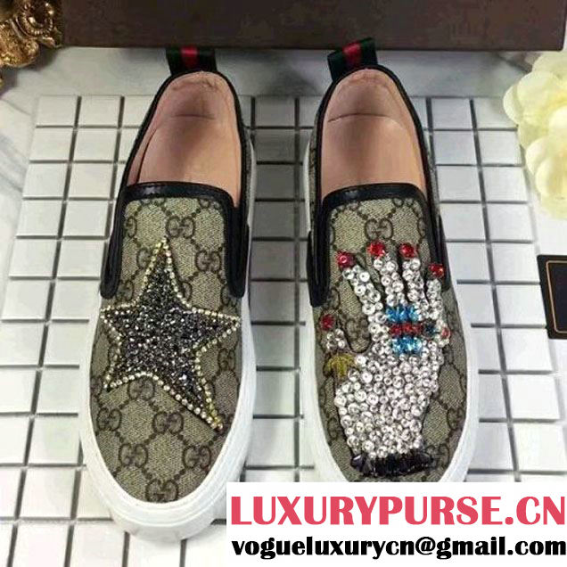Gucci GG Supreme Embroidered Slip-On Sneaker 2017 (GD5002-7011605 )