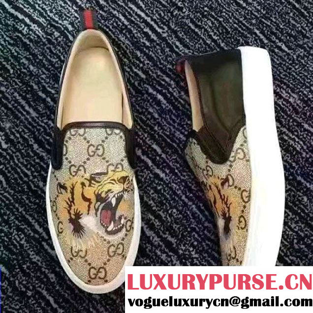 Gucci GG Supreme Tiger Print Slip-On Sneaker 2017 (LG-7030809 )