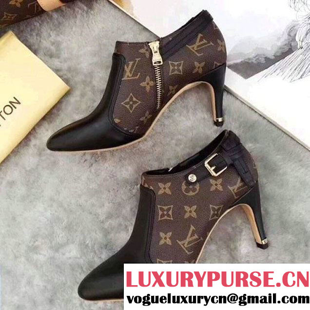 Louis Vuitton Lookat Black Calfskin & Monogram Ankle Boot (LG-8030111 )