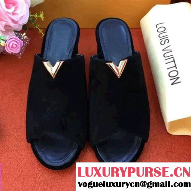 Louis Vuitton Calfskin Vanity Mule Black Suede (LG-8022821 )