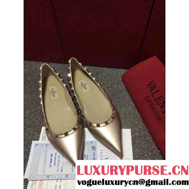 Valentino Smooth Calfskin Rockstud Ballerina Gold (GD3015-112749 )