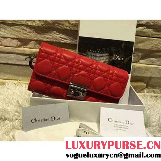 Dior Miss Dior Rendez-Vous Wallet In Red Lambskin 2015 (2A193-090921 )