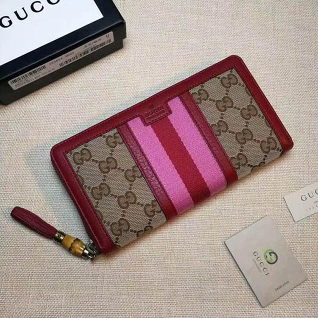 Gucci GG canvas zipper wallet 353651 red